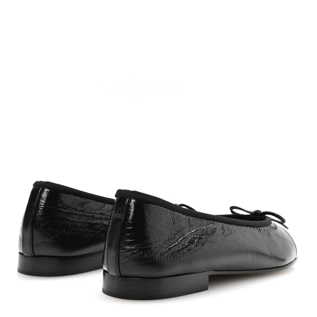 Crumpled Shiny Lambskin Cap Toe CC Ballerina Flats 38 Black White