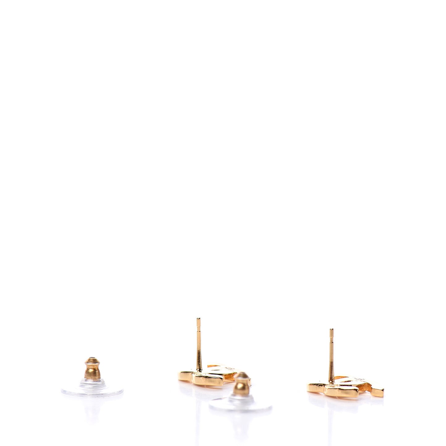 Metal CC Paris Button Stud Earrings Gold