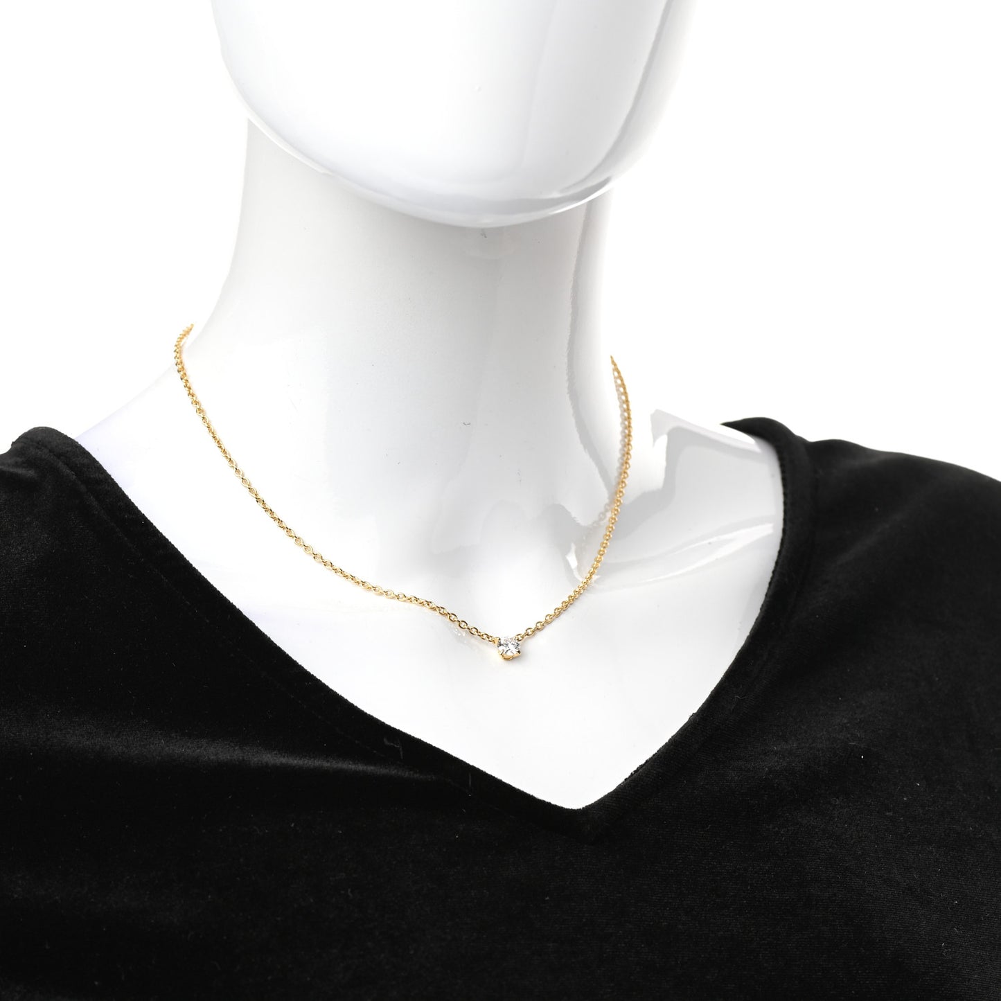18K Yellow Gold Diamond .68ct Solitaire 1895 Pendant Necklace