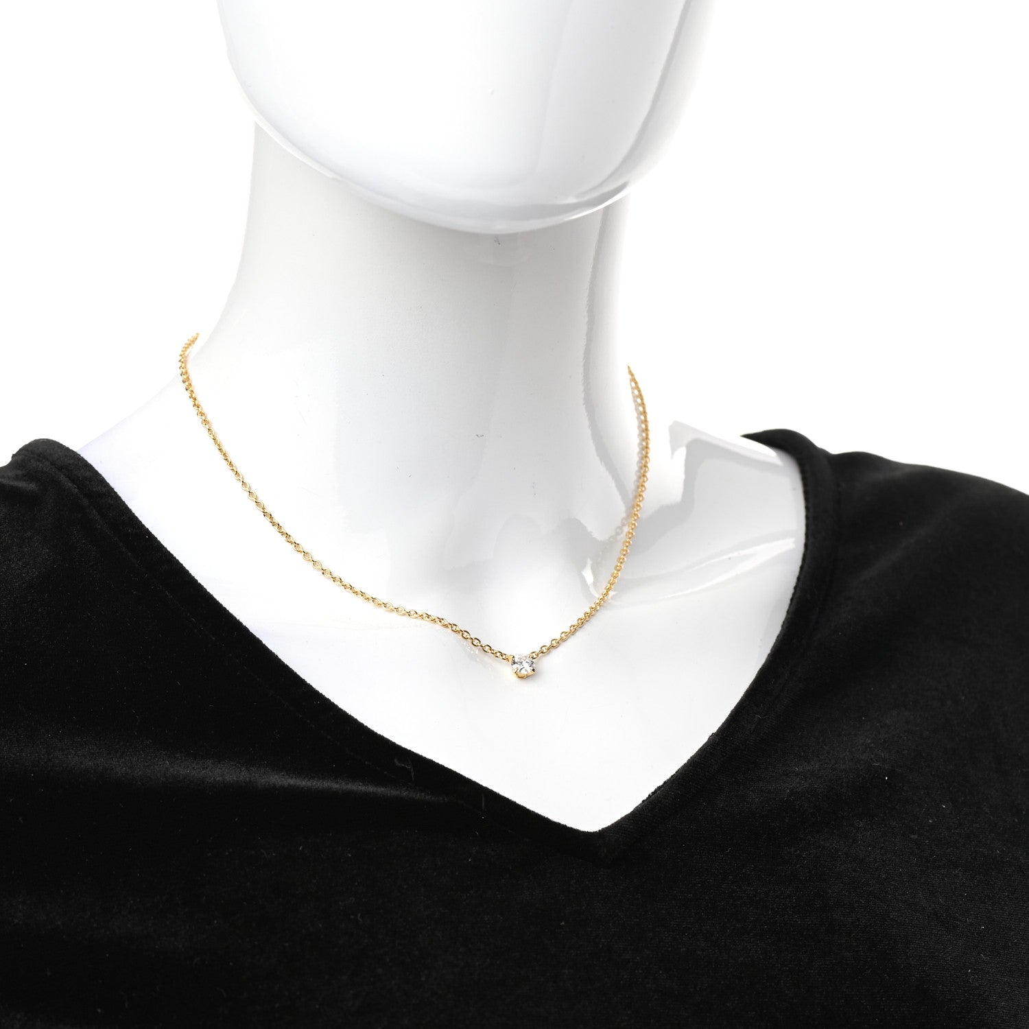 Cartier 18K Yellow Gold Diamond .68ct Solitaire 1895 Pendant Necklace 2 of 5