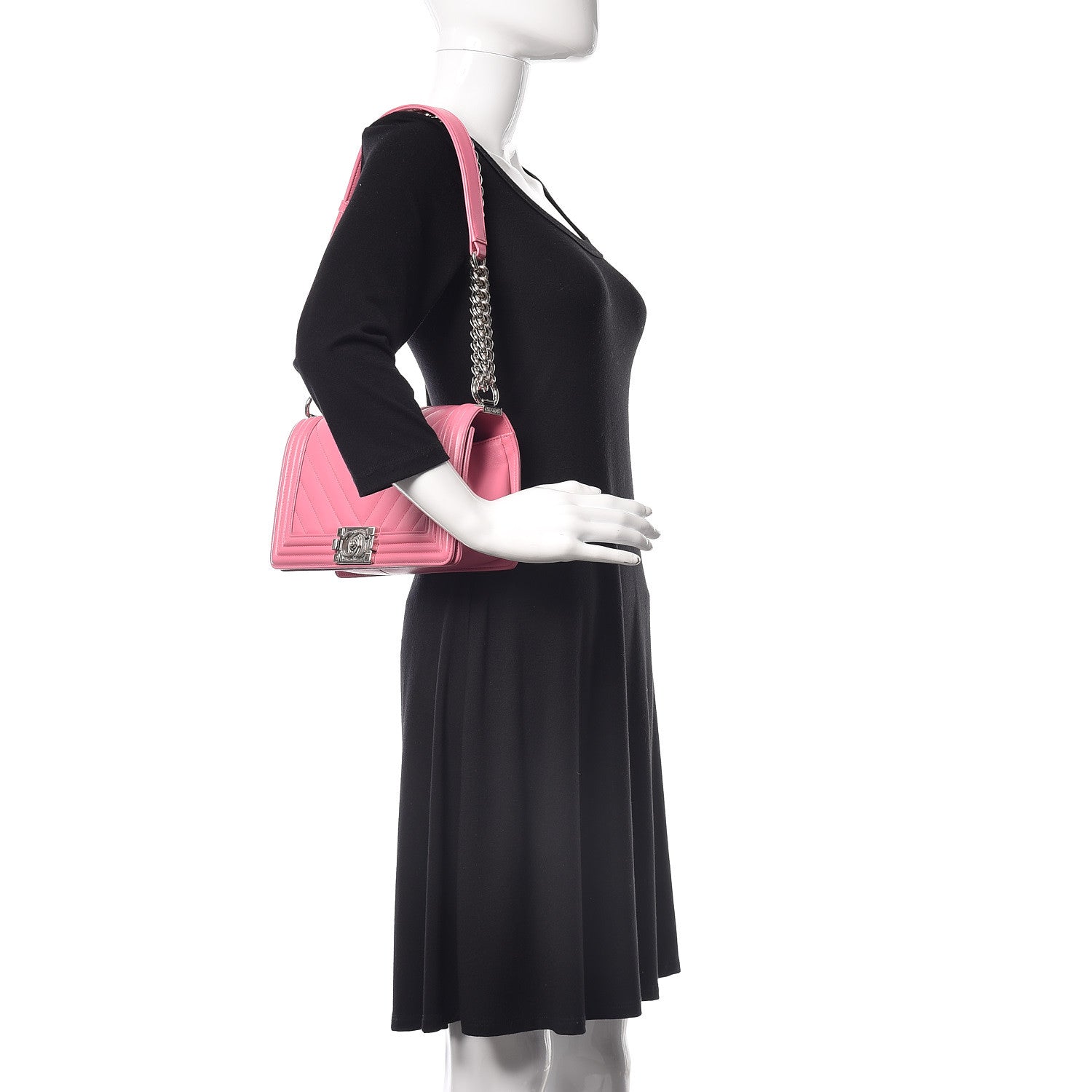 Chanel Lambskin Chevron Quilted Medium Boy Flap Pink 3 of 10