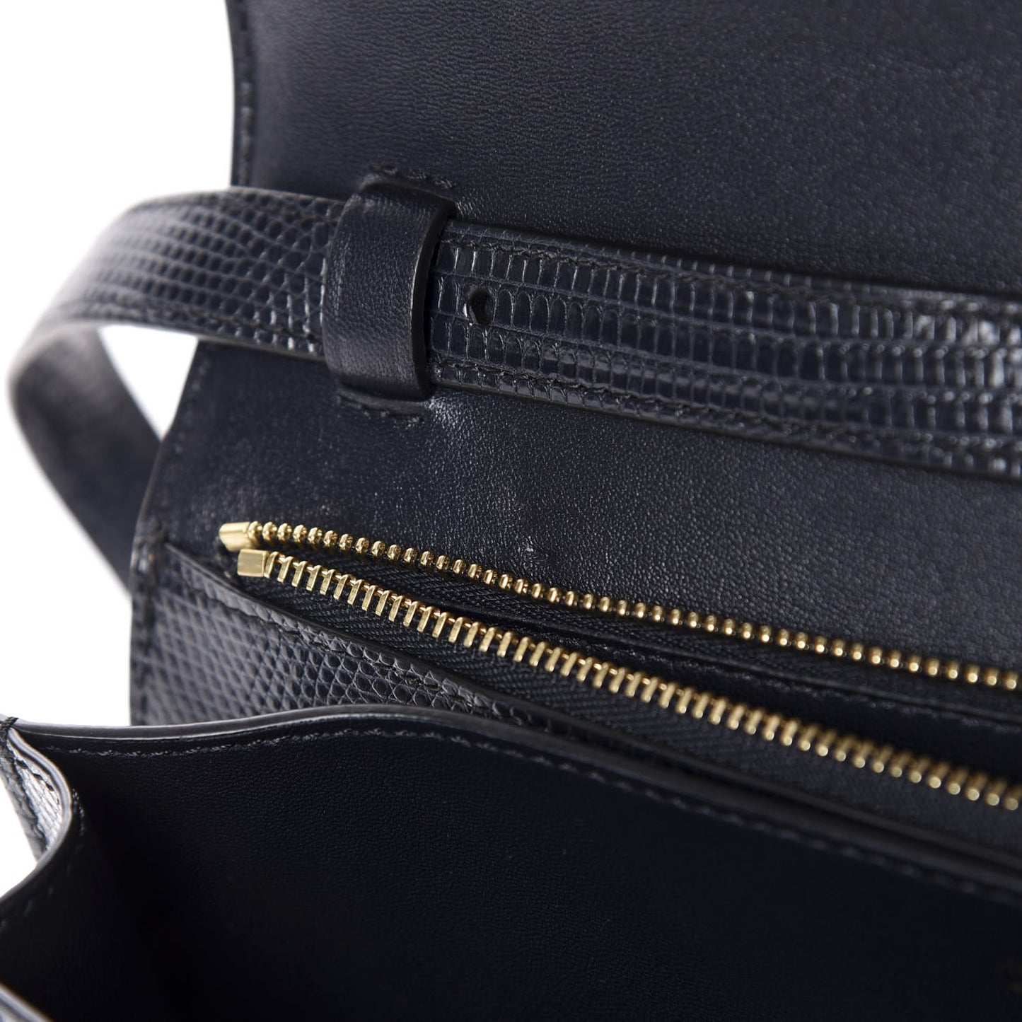 Lizard Medium Classic Box Flap Bag Navy