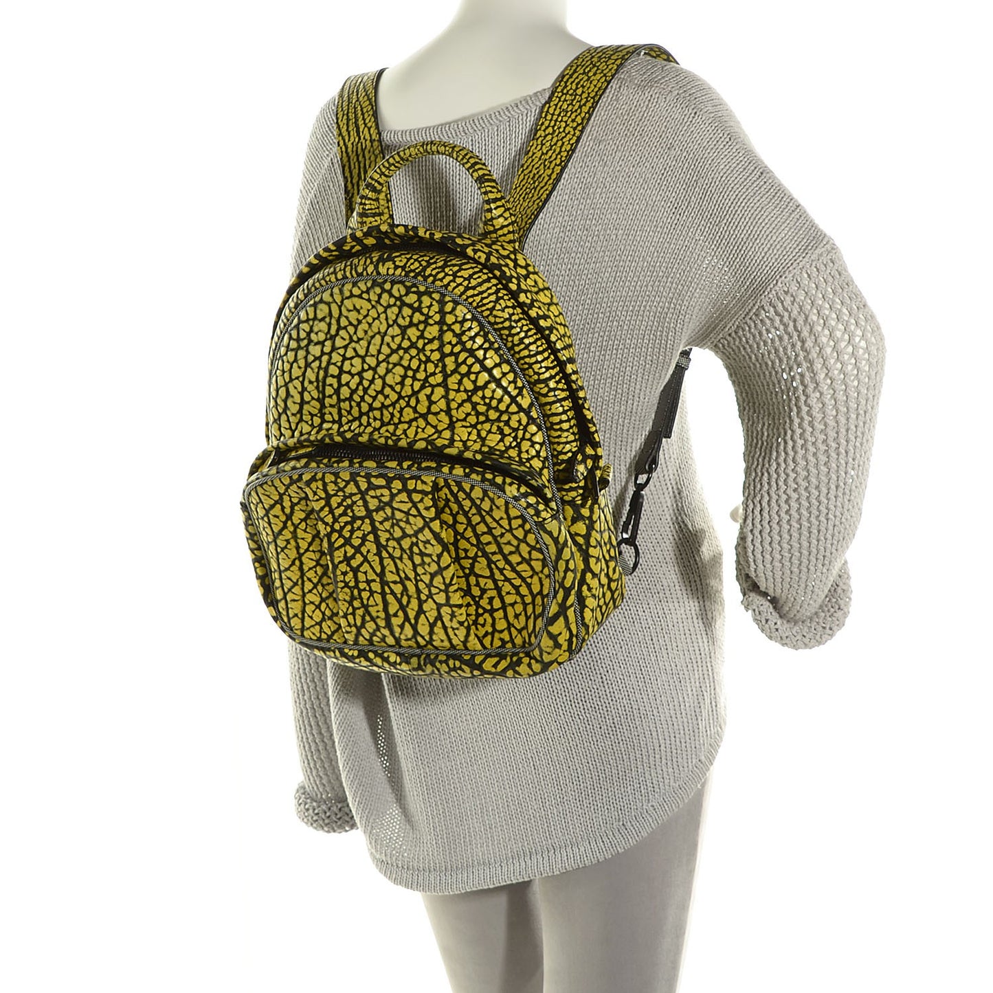 Textured Lambskin Dumbo Backpack Citron Matte Black Hardware