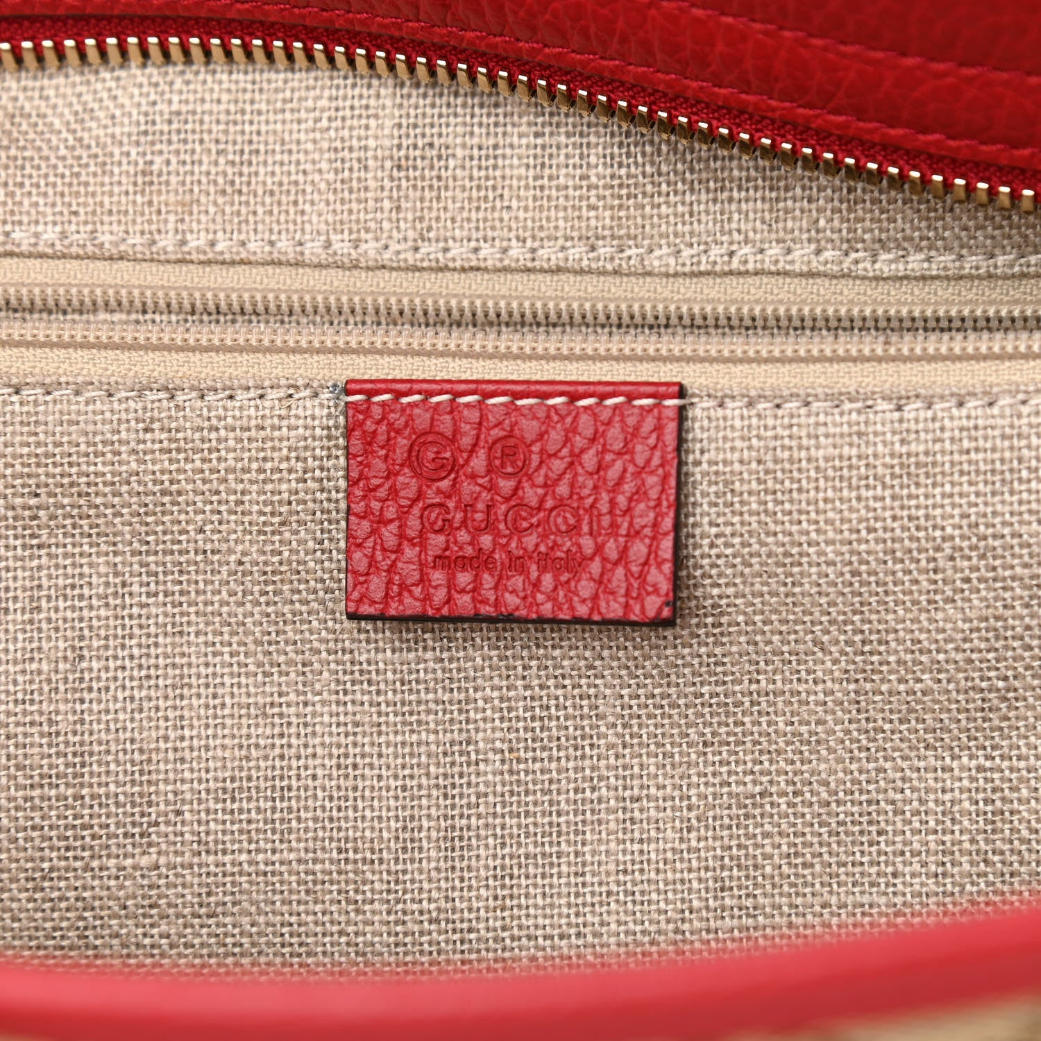 Gucci Monogram Bree Zippered Tote Beige Red 6 of 10