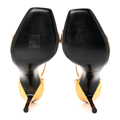Saint Laurent Metallic Lambskin Amber 105 Ankle Strap Sandals 38 Egypt Gold 5 of 9