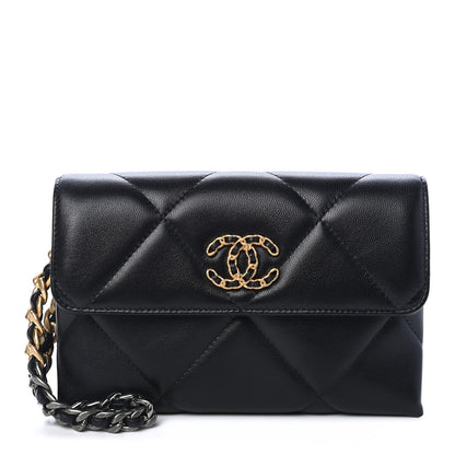 Chanel Lambskin Quilted Chanel 19 Flap Clutch Black 1 of 10