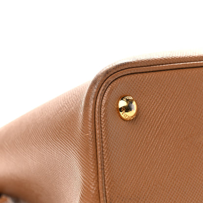Prada Saffiano Cuir Medium Double Bag Caramel Fuoco 5 of 19