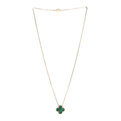 Van Cleef & Arpels 18K Yellow Gold Malachite Vintage Alhambra Pendant Necklace 3 of 6