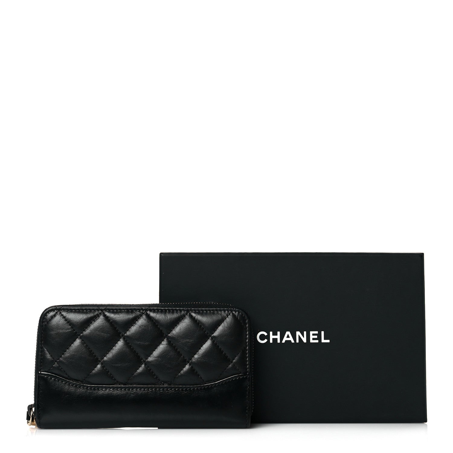 Chanel Aged Calfskin Quilted Small Gabrielle Zip Around Wallet Black 10 of 10
