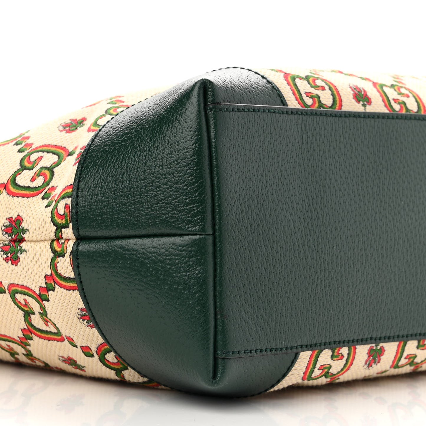 Cotton Textured Dollar Calfskin GG Monogram Floral Medium Gucci 100 Ophidia Tote Bag Beige Green Multicolor Vintage Green