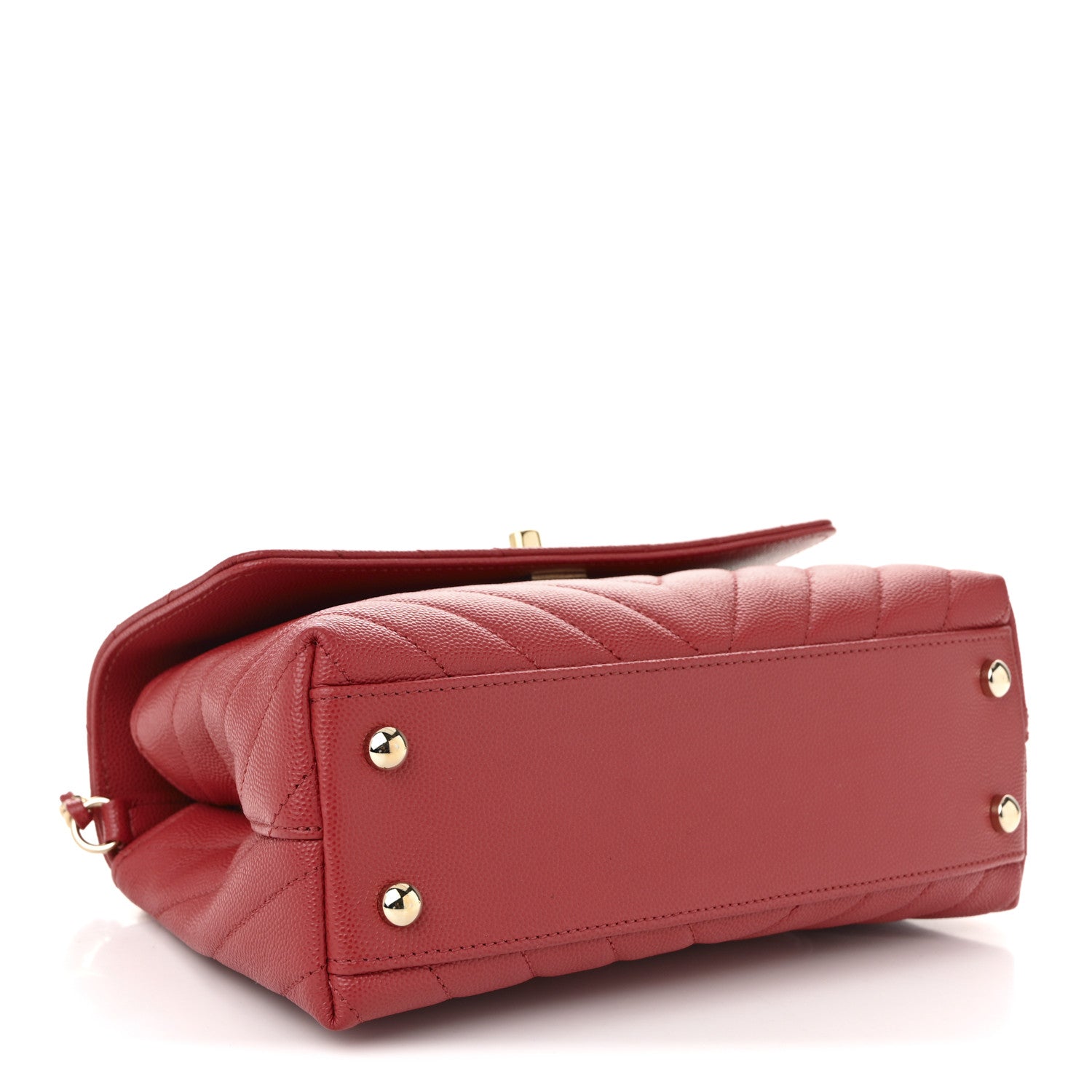 Chanel Caviar Chevron Quilted Mini Coco Handle Flap Red 7 of 19