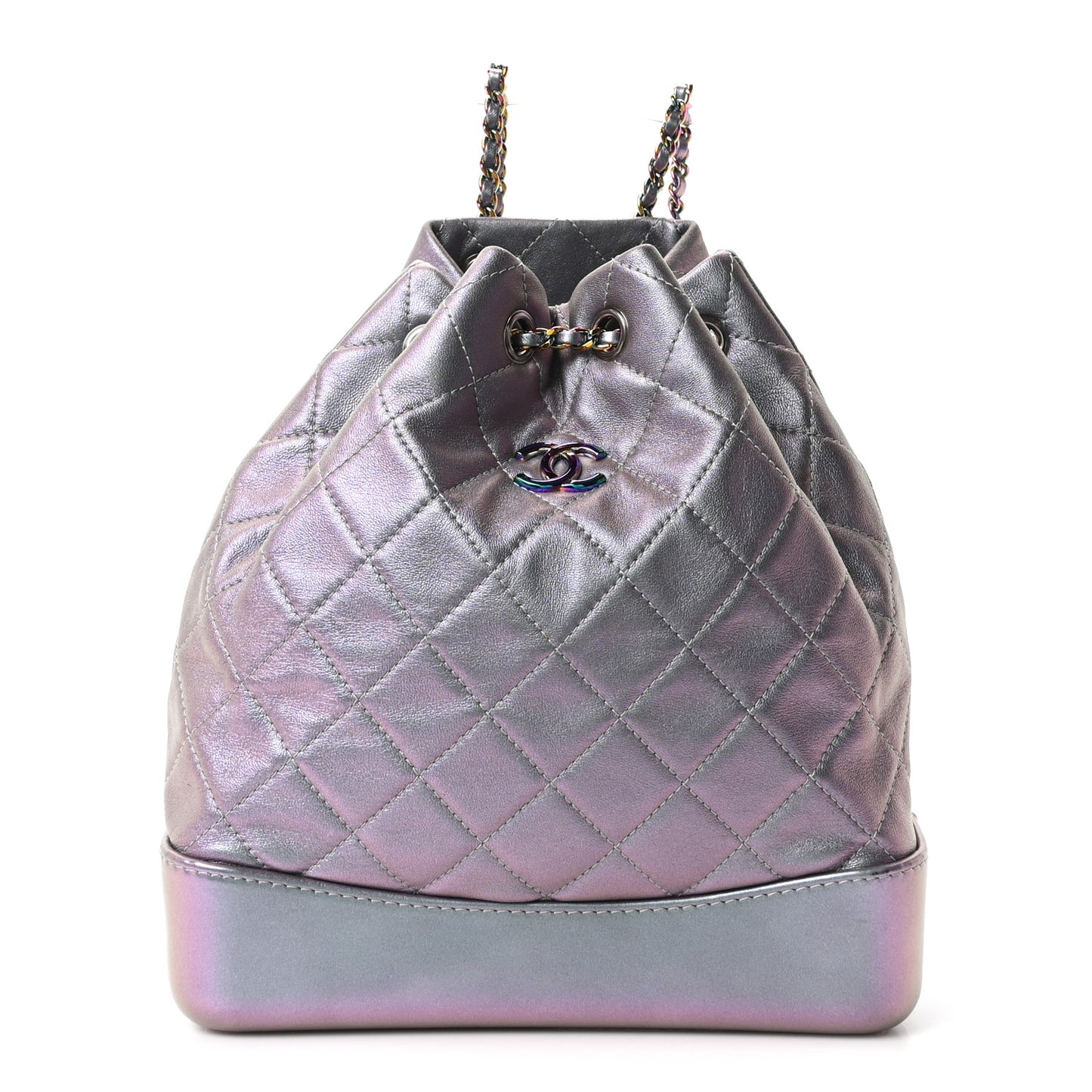 Iridescent Lambskin Calfskin Quilted Gabrielle Backpack Light Purple