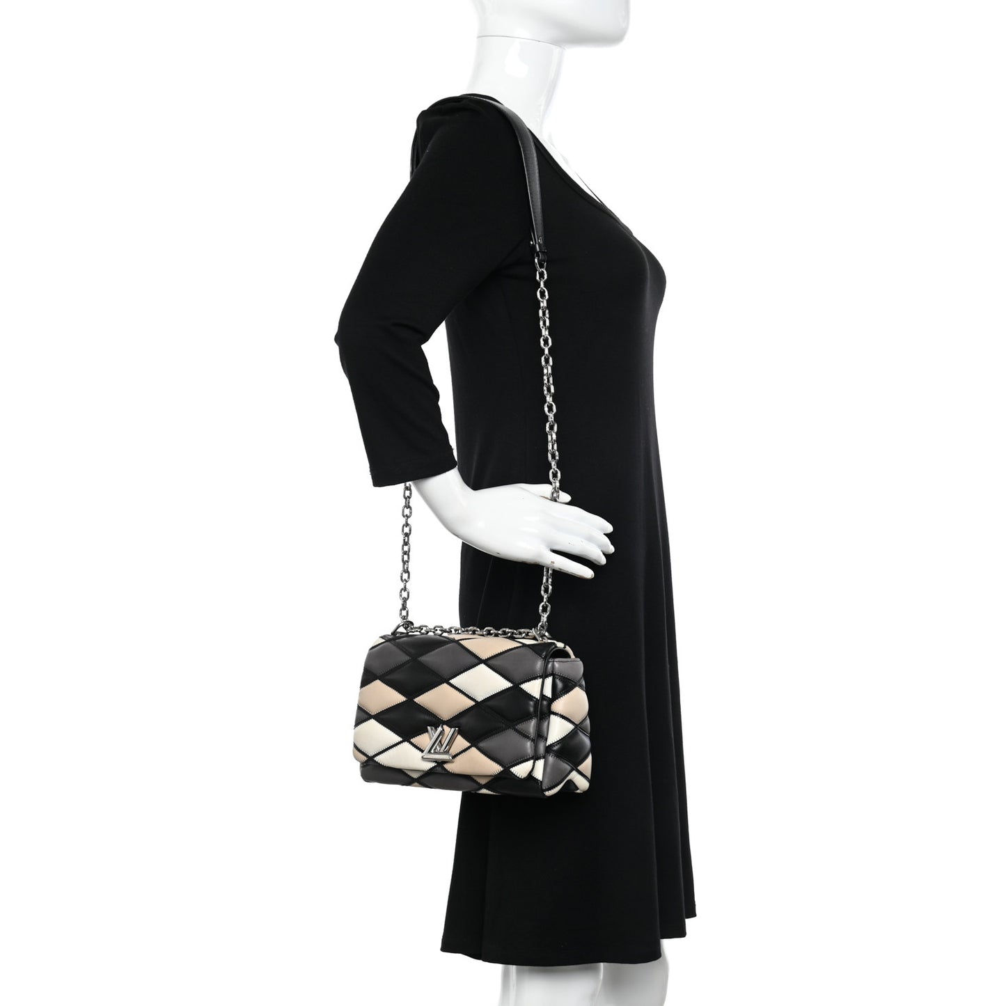 Lambskin Malletage GO-14 PM Beige Black