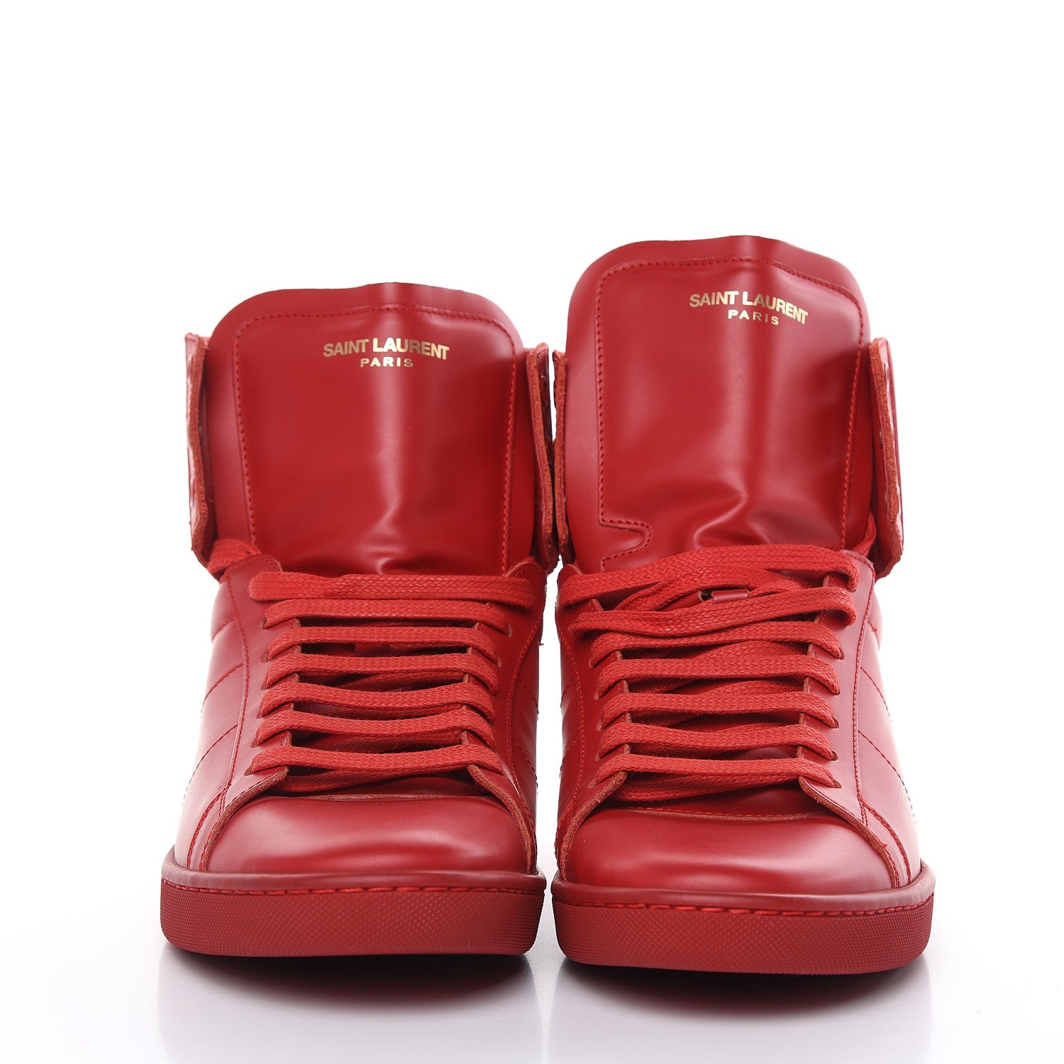 Saint Laurent Calfskin Mens Court Classic SL/01H High Top Sneakers 41 New Red 2 of 8