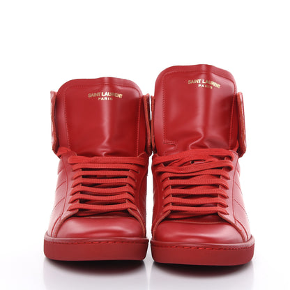Saint Laurent Calfskin Mens Court Classic SL/01H High Top Sneakers 41 New Red 2 of 8
