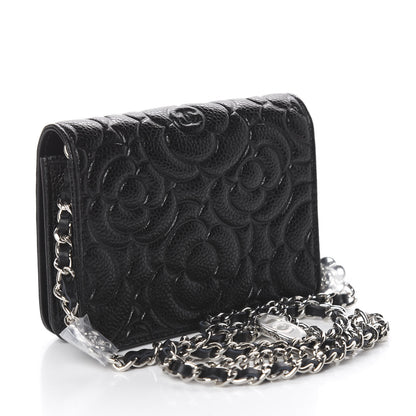 Chanel Caviar Camellia Embossed Chain Belt Bag Black 4 of 13