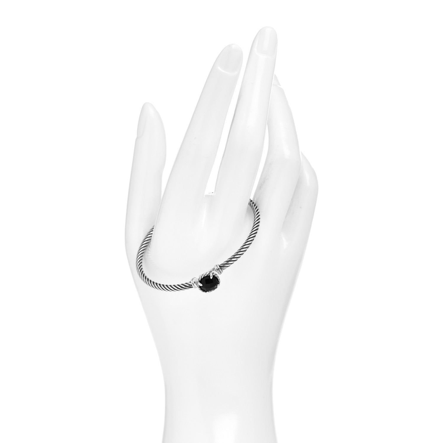 David Yurman Sterling Silver Black Onyx 3mm Chatelaine Bracelet 2 of 4