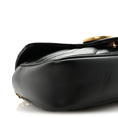 Gucci Calfskin Matelasse Super Mini GG Marmont Shoulder Bag Black 9 of 10