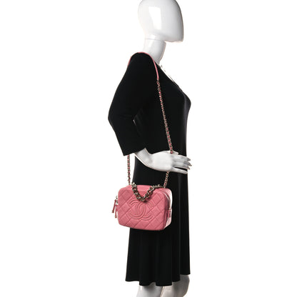 Chanel Lambskin Quilted Studded Quilted Vanity Case With Chain Rose 2 of 10