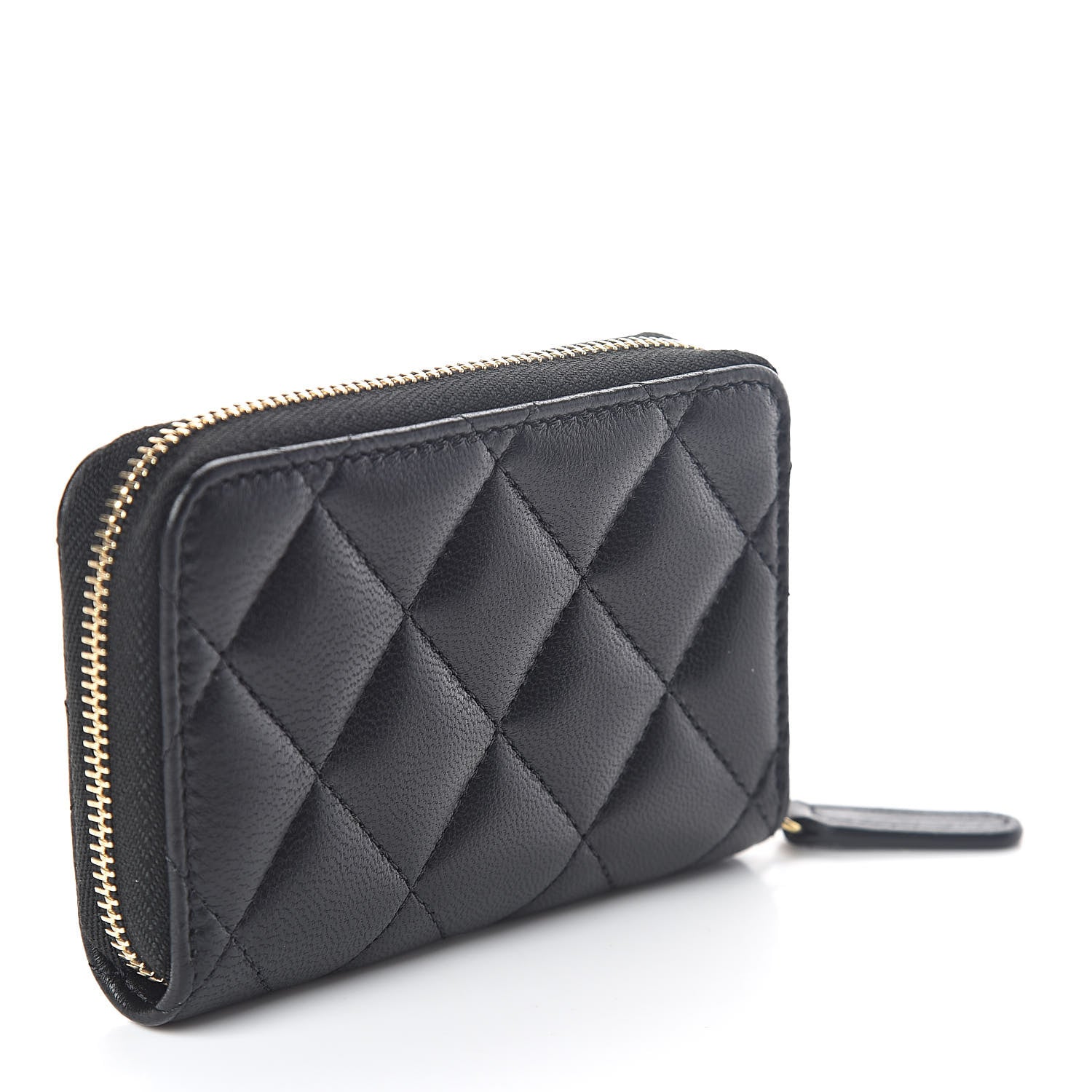 Chanel Lambskin Quilted Zip Coin Purse Black 3 of 7