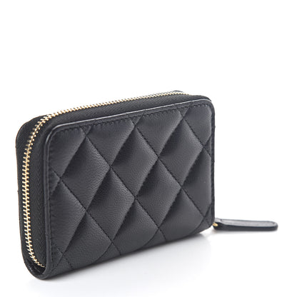 Chanel Lambskin Quilted Zip Coin Purse Black 3 of 7