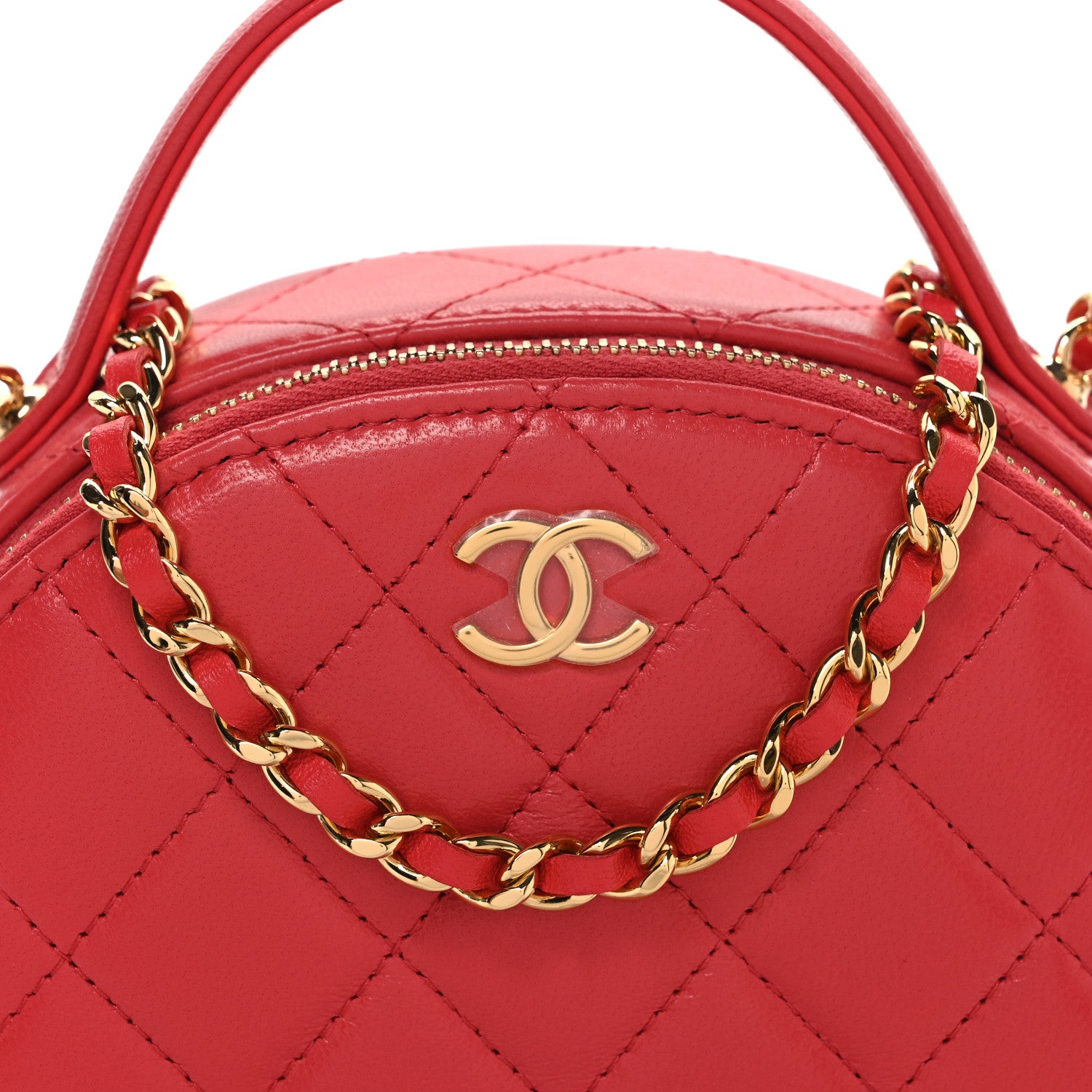 Chanel Lambskin Quilted Small Chic Riviera Top Handle Vanity Case Red 8 of 10