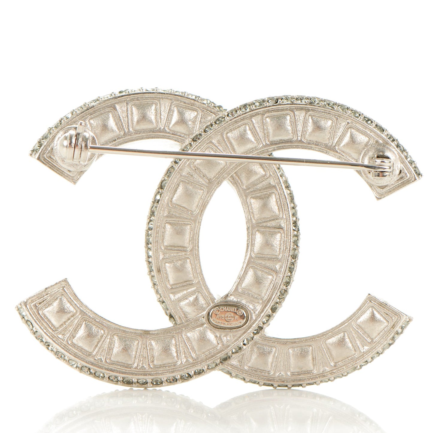 Baguette Crystal CC Brooch Silver Black