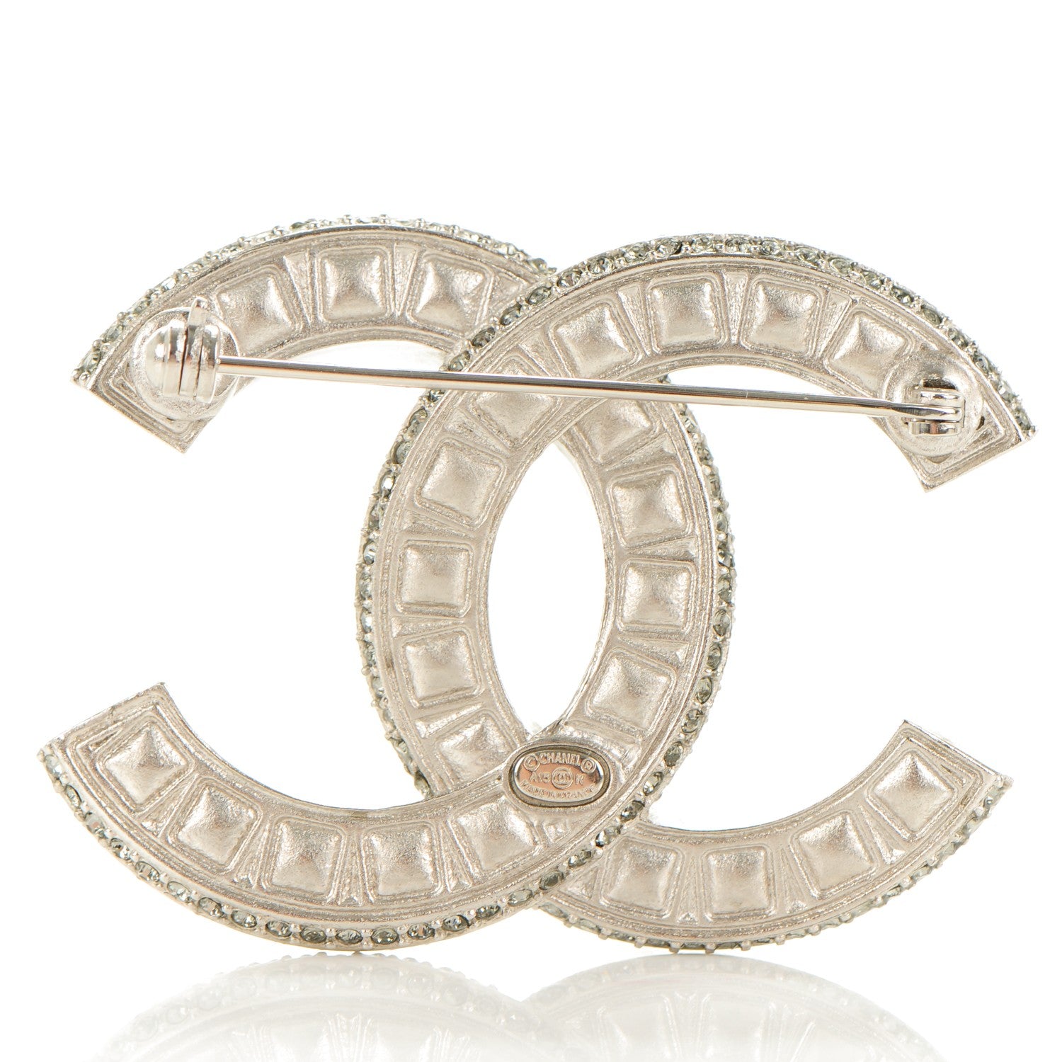 Chanel Baguette Crystal CC Brooch Silver Black 3 of 5