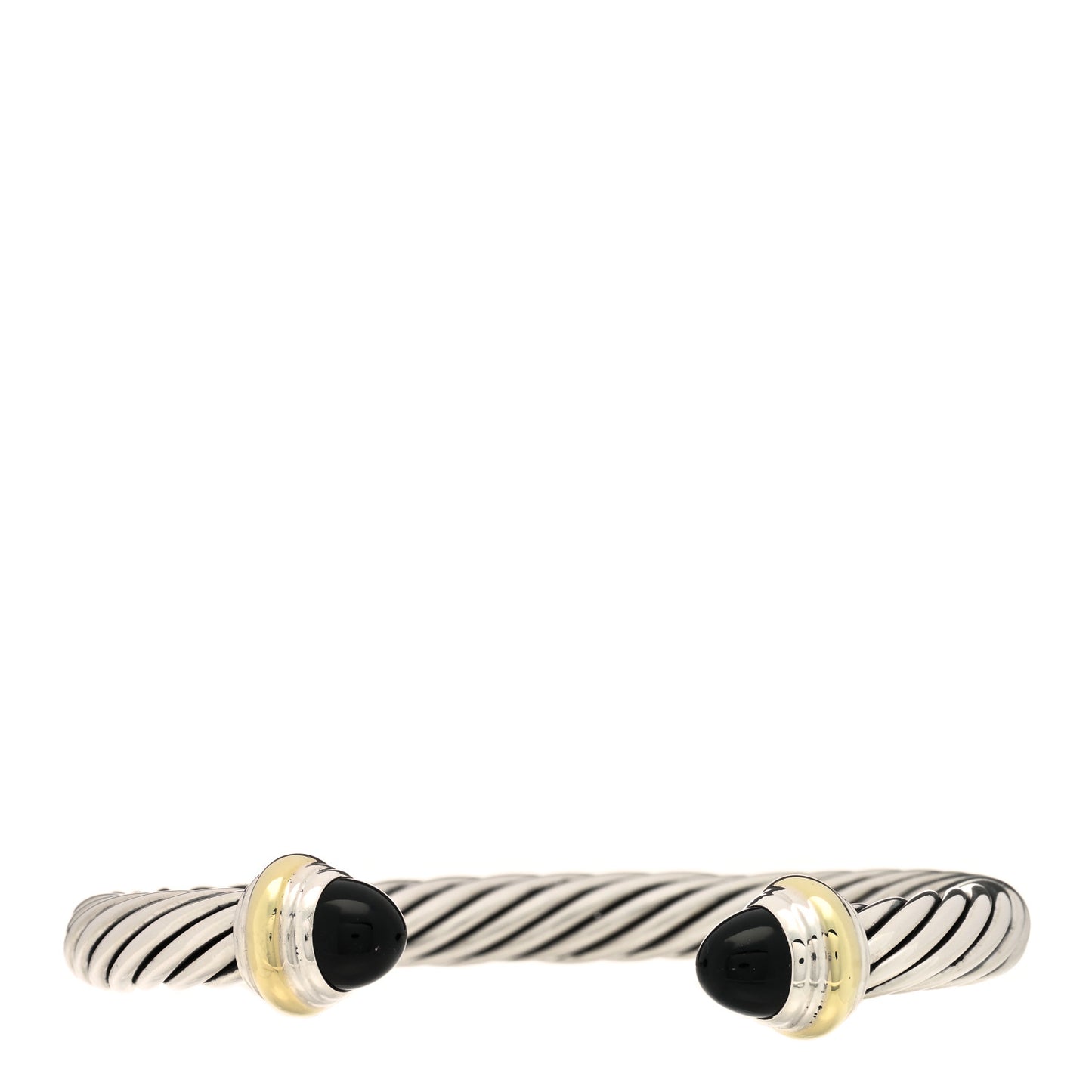 Sterling Silver 14K Yellow Gold Black Onyx 7mm Cable Classics Bracelet