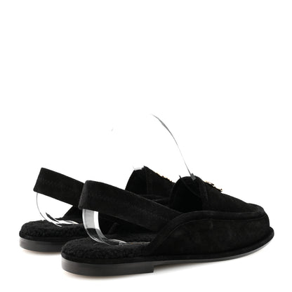 Chanel Suede Calfskin CC Slingback Loafers 39 Black 5 of 9