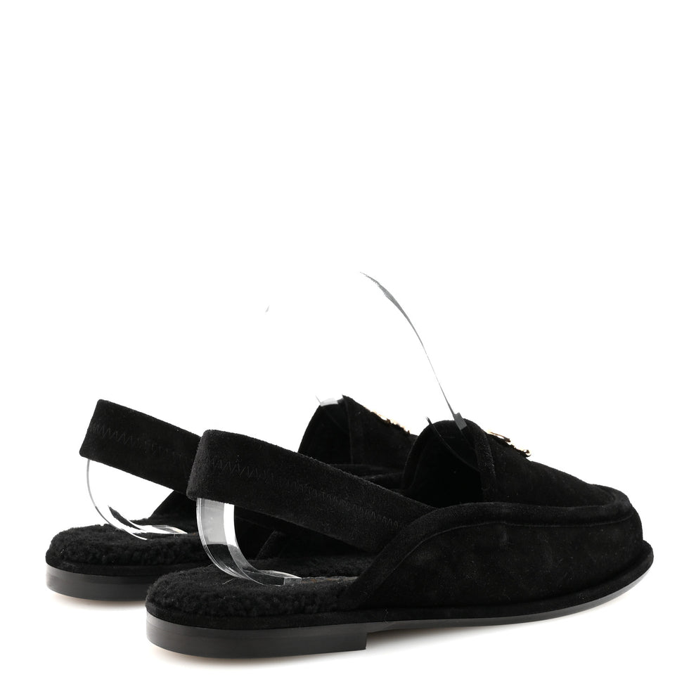 CHANEL 25S TEDDY LOAFER 15MM IN BLACK SUEDE