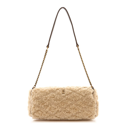 Saint Laurent Shearling Monogram Mini Sade Tube Bag Natural 1 of 10