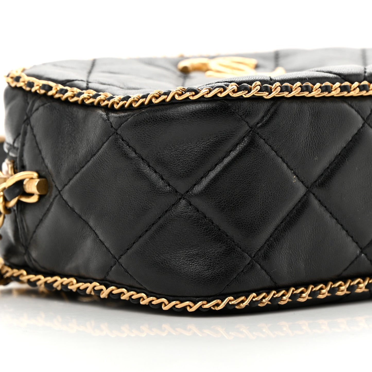 Lambskin Quilted Chain CC Mini Camera Case Black