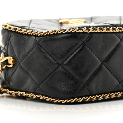 Chanel Lambskin Quilted Chain CC Mini Camera Case Black 9 of 14