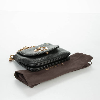 Gucci Pebbled Calfskin Small 1973 Chain Shoulder Bag Black 4 of 7