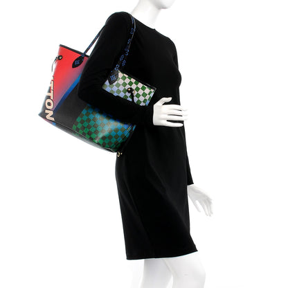 Louis Vuitton Damier Race Neverfull MM Noir Rouge 2 of 11