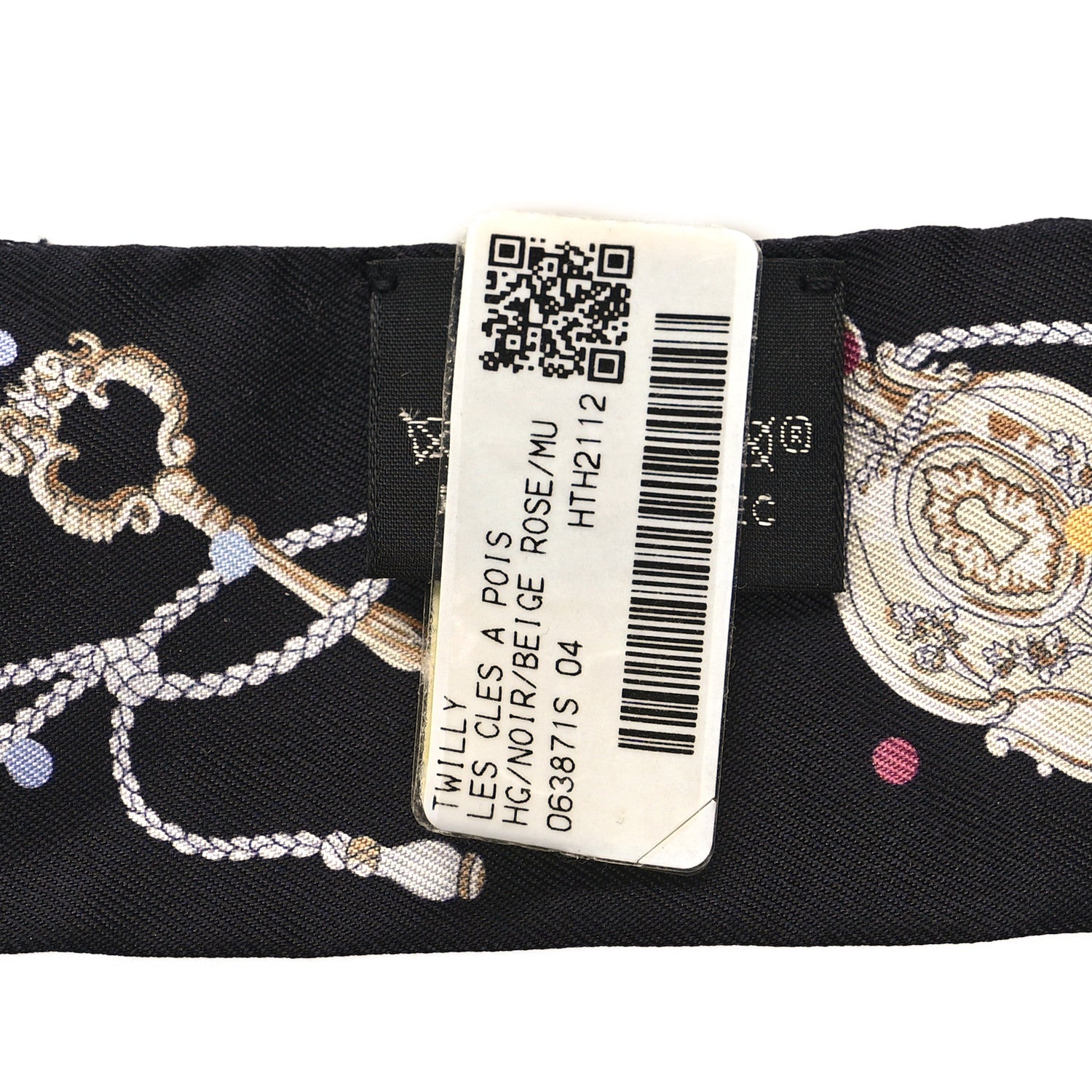 Hermes Silk Les Cles A Pois Twilly Black Beige Rose Multicolor 3 of 4