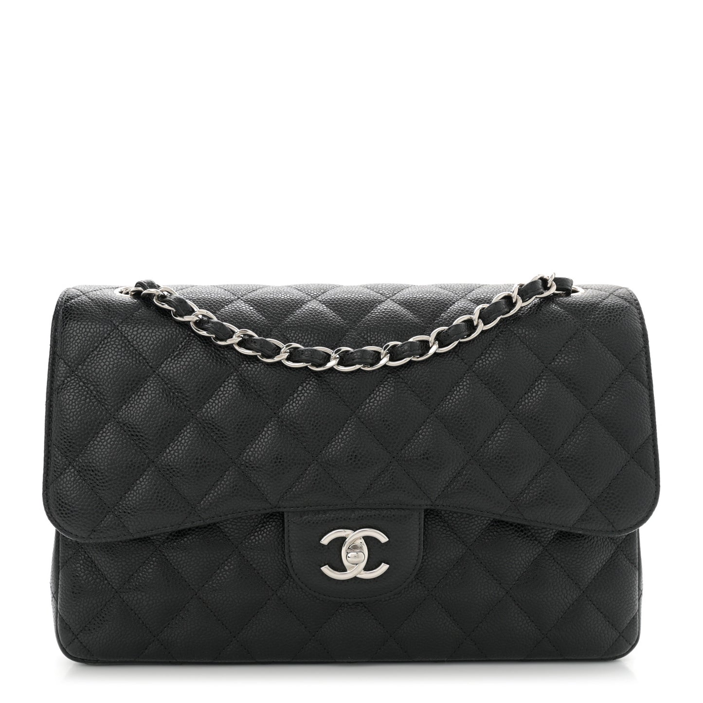 Caviar Quilted Jumbo Double Flap Black