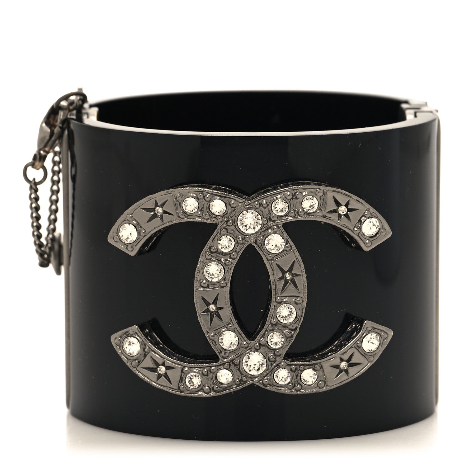 Chanel Resin Crystal CC Cuff Black 1 of 4