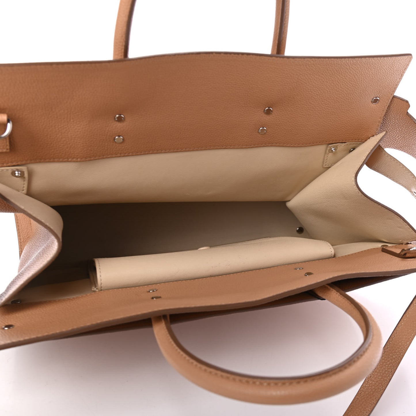 Grained Calfskin Medium Horizon Satchel Beige