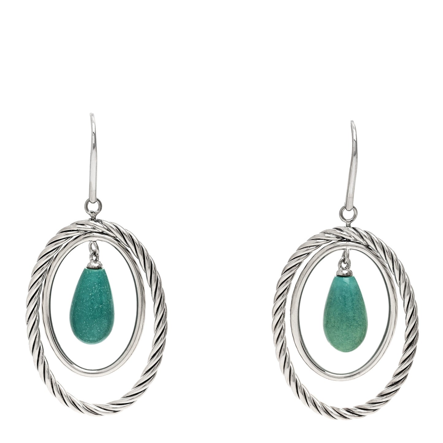Sterling Silver Turquoise Oval Drop Earrings