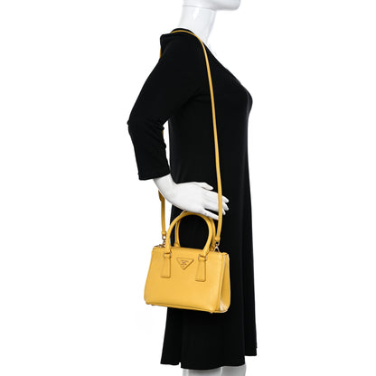Prada Saffiano Lux Mini Galleria Double Zip Tote Soleil 2 of 10