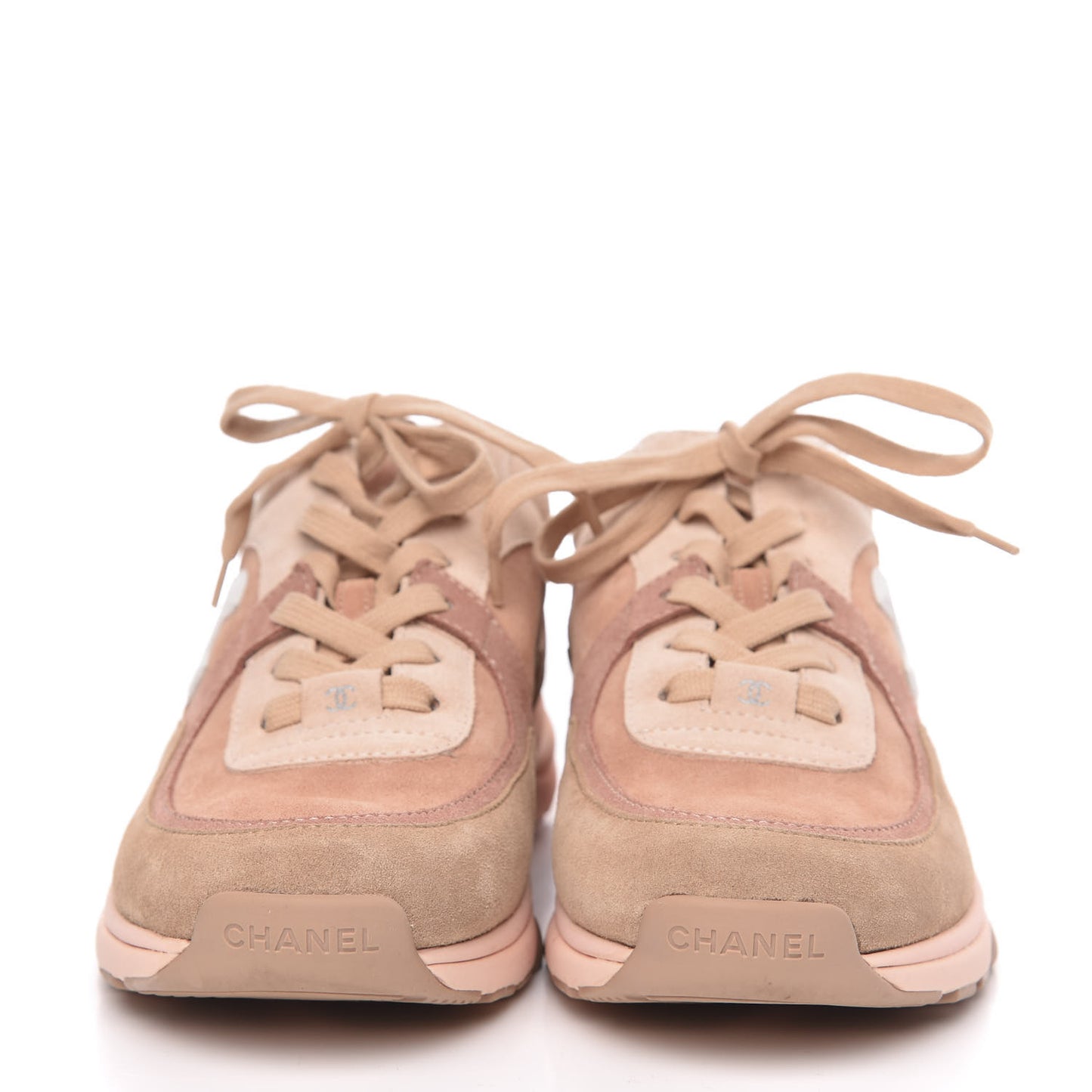 Nylon Lambskin Suede Calfskin CC Sneakers 39.5 Pink