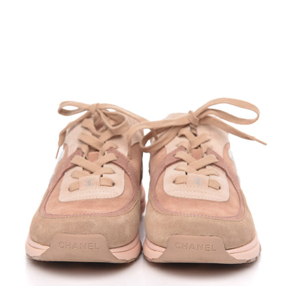 Chanel Nylon Lambskin Suede Calfskin CC Sneakers 39.5 Pink 2 of 8
