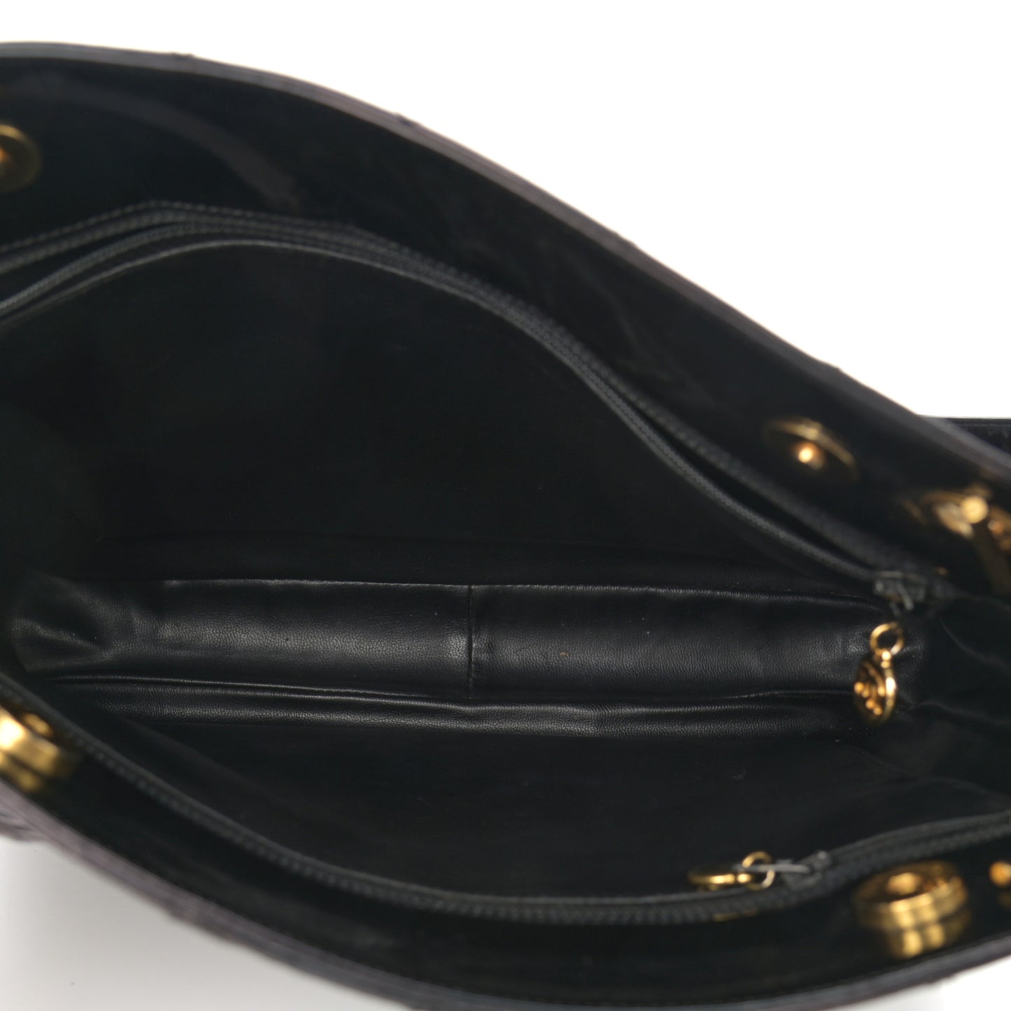 Patent Quilted CC Shoulder Bag Black