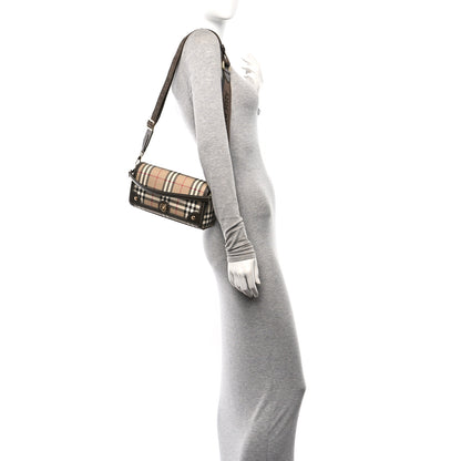 Burberry Coated Canvas Calfskin Vintage Check Small Note Crossbody Bag Military 2 of 11
