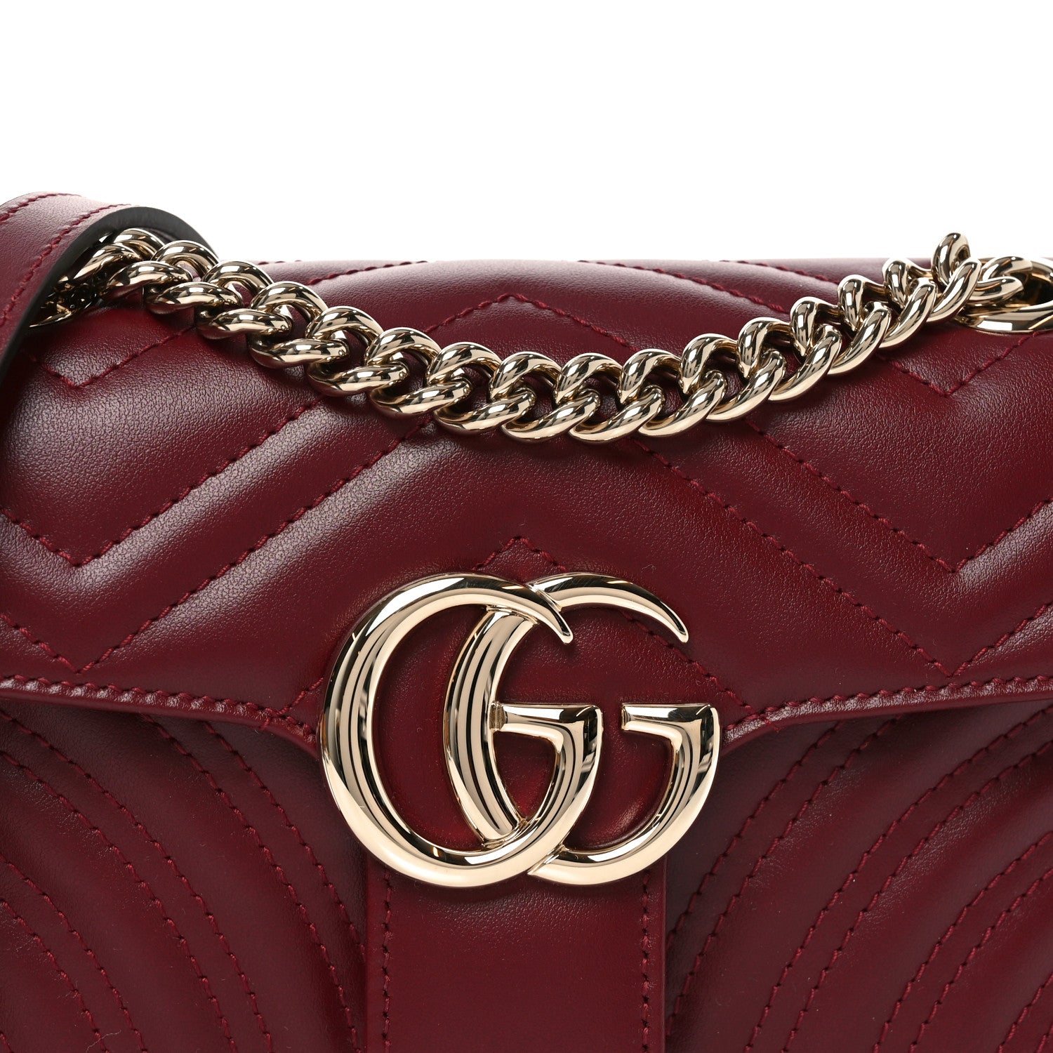 Gucci Calfskin Matelasse Small GG Marmont Shoulder Bag Rosso Ancora Red 8 of 10