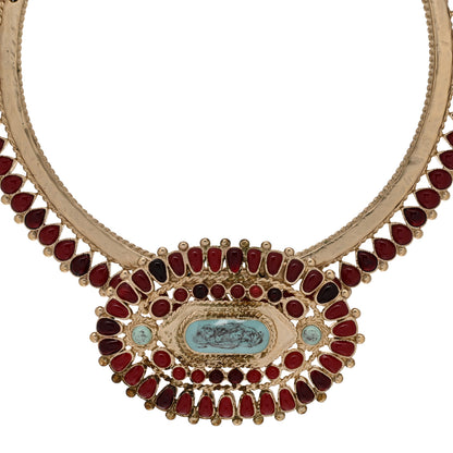Chanel Enamel Gripoix Necklace Turquoise Burgundy 3 of 5
