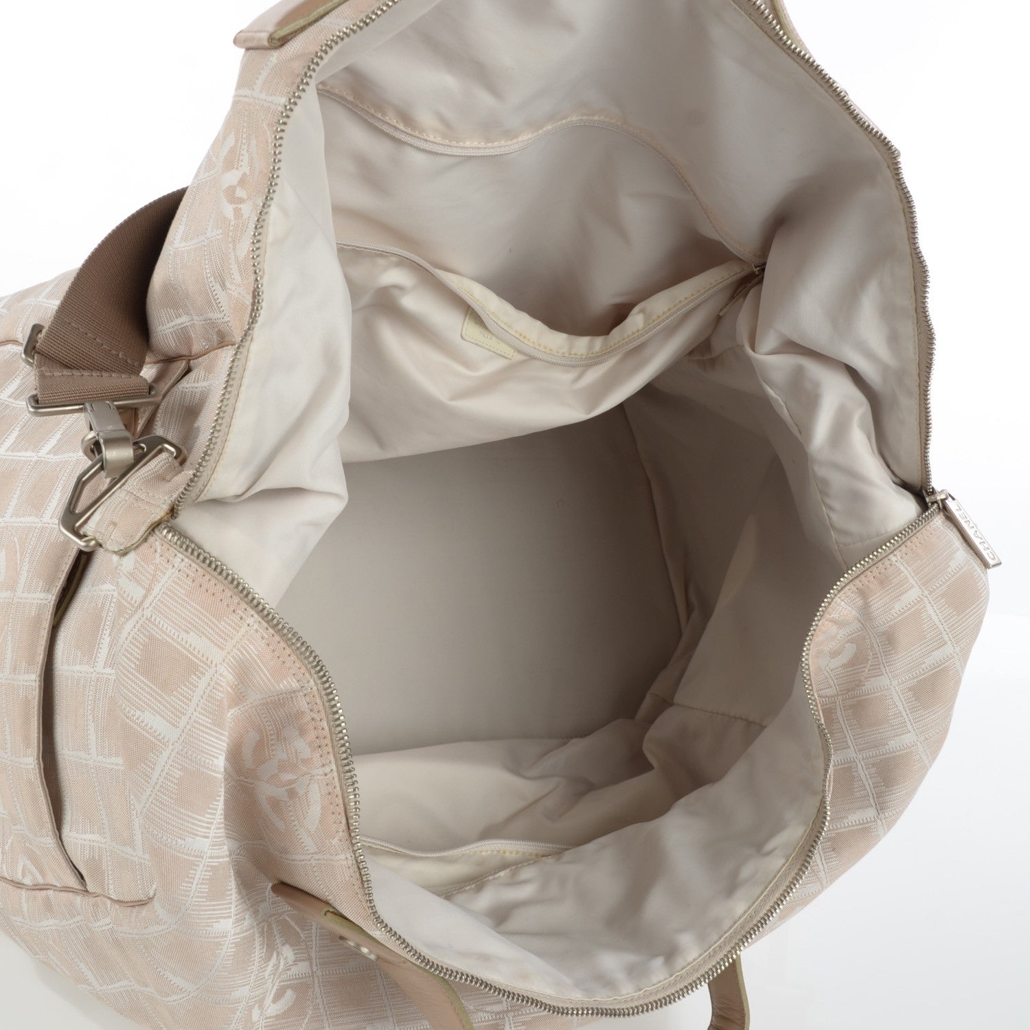 Chanel Nylon Travel Duffel Bag Beige 5 of 9