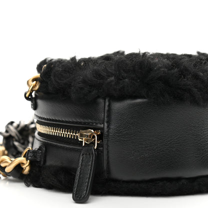 Chanel Shearling Sheepskin Chanel 19 Round Clutch With Chain Black 9 of 11